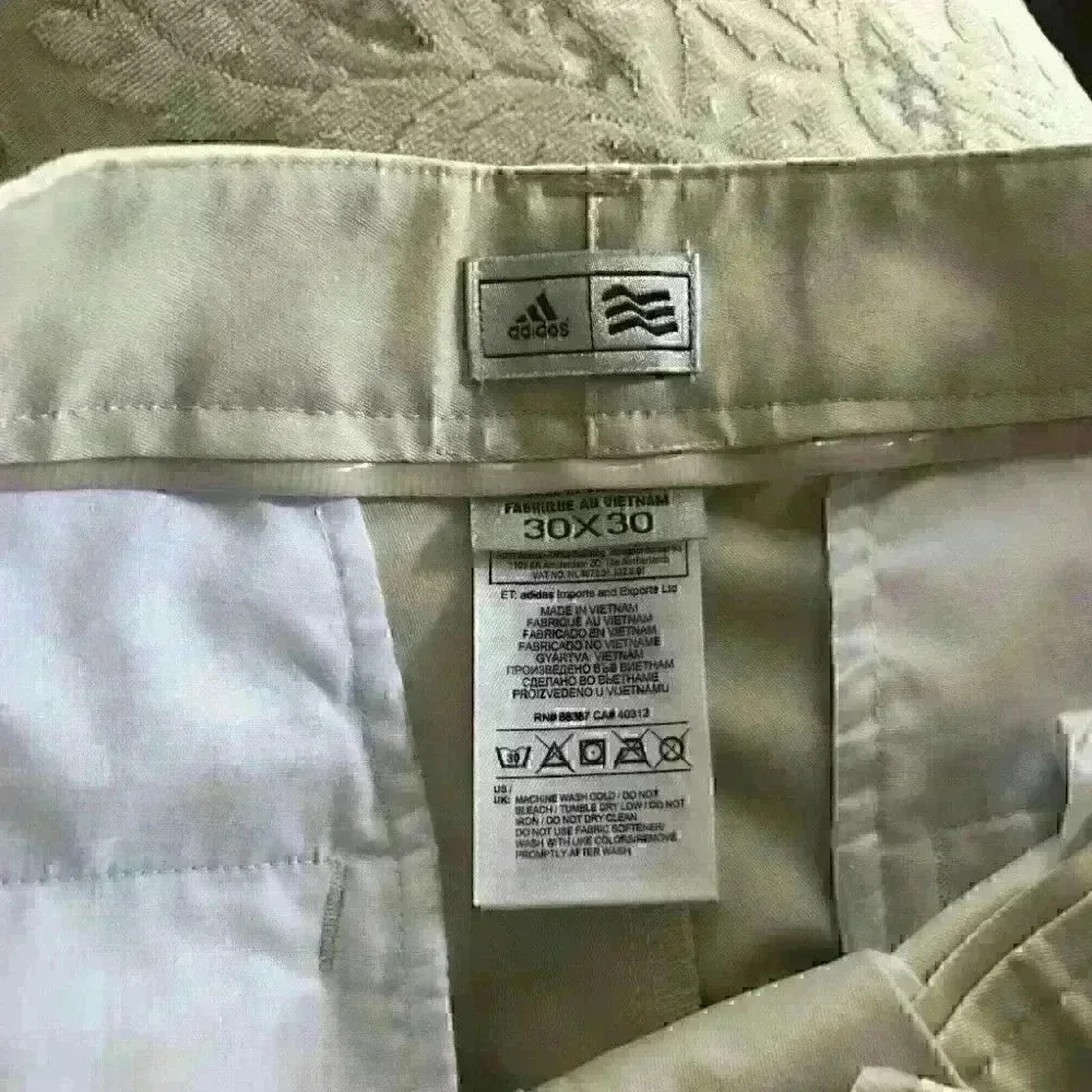 Adidas Beige Golf Pants  Stretch Flat Front Athleisure Active Wear - Picture 6 of 8